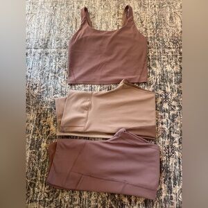 Old Navy Active powersoft Beige and brown leggings and sports bra set